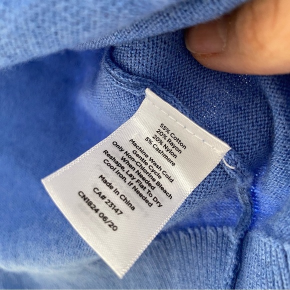 TALBOTS Blue Cashmere Blend Cardigan Sweater S - Picture 9 of 9